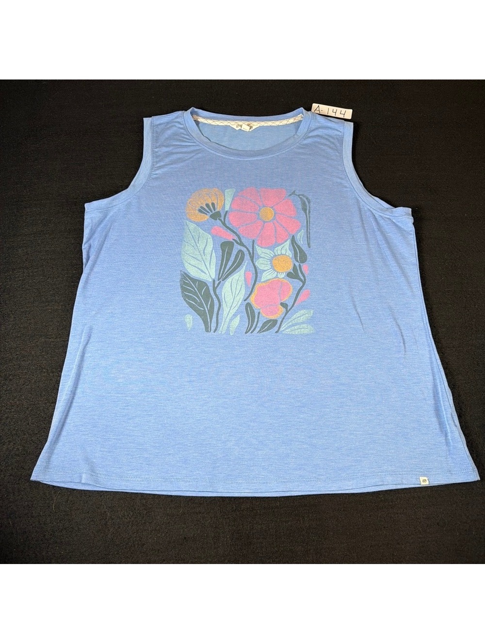 Marika Women’s XL Blue Floral Graphic Sleeveless Tank Top Athletic Casual